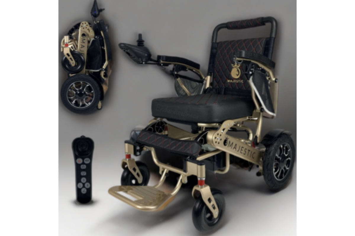 A black auto folding electric wheelchair