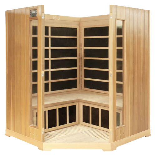 4 Person Corner FAR Infrared Sauna - Cedar