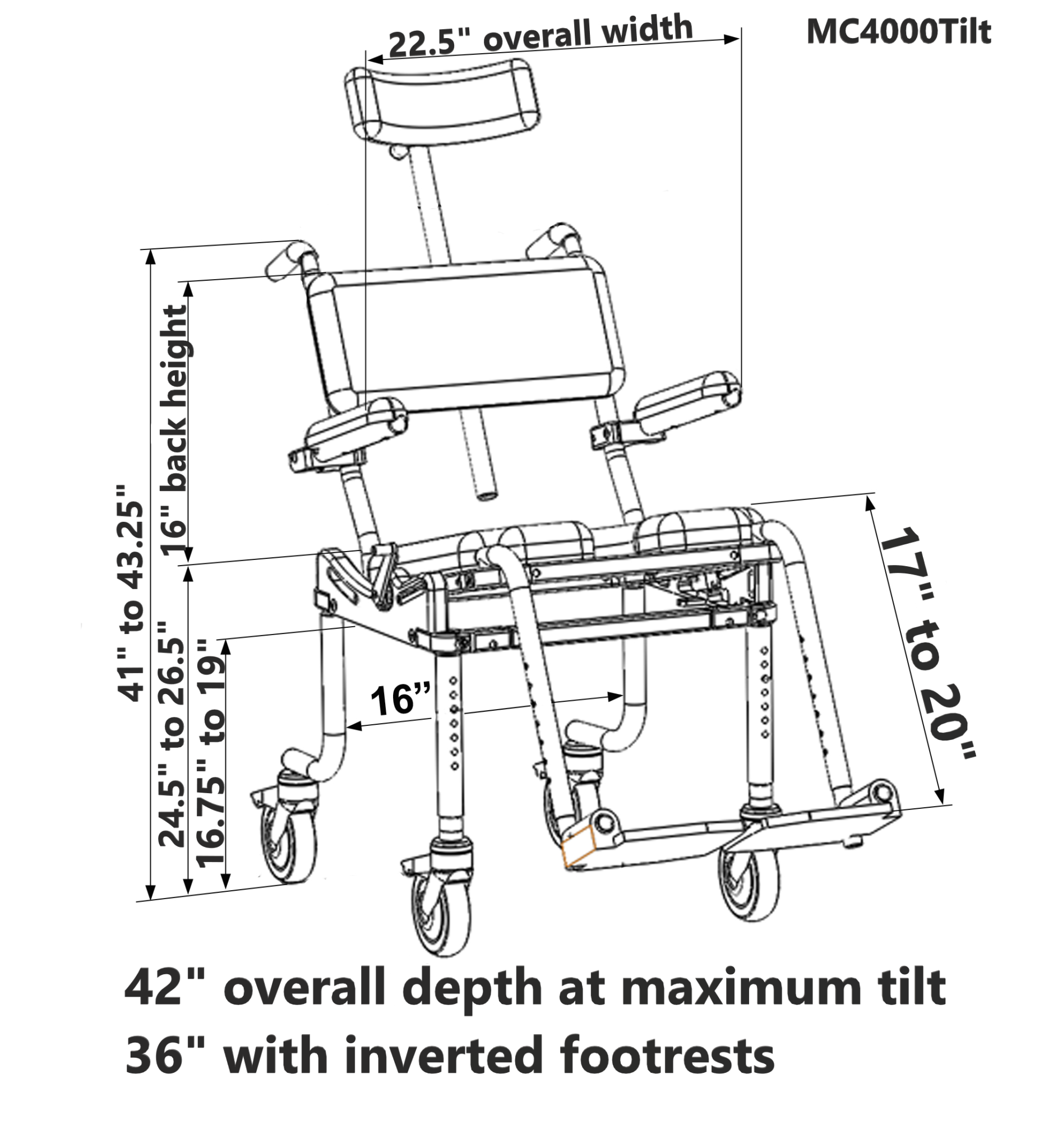 Nuprodx MC4000Tilt Portable Tilt-in-Space Shower Chair