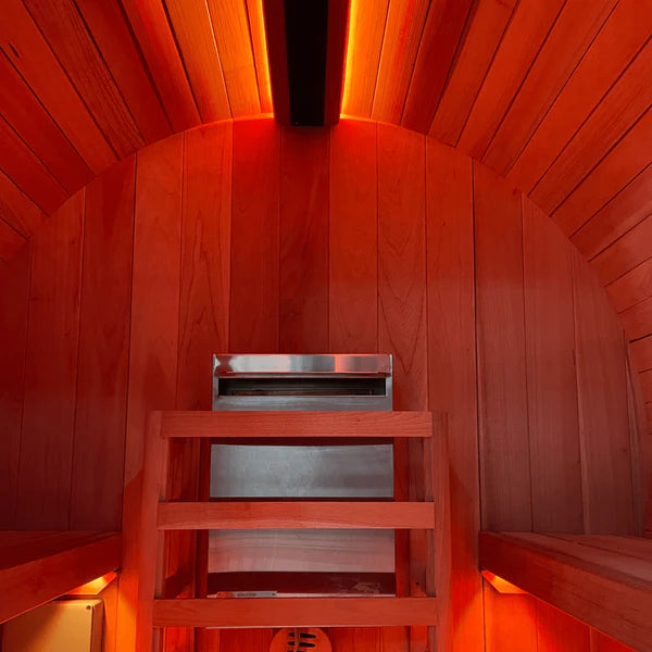 Scandia 2-8 Person Outdoor Barrel Sauna With Chromotherapy