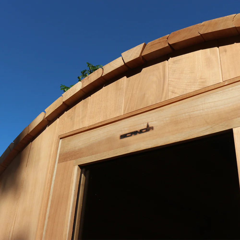 Scandia 2-8 Person Outdoor Barrel Sauna With Chromotherapy