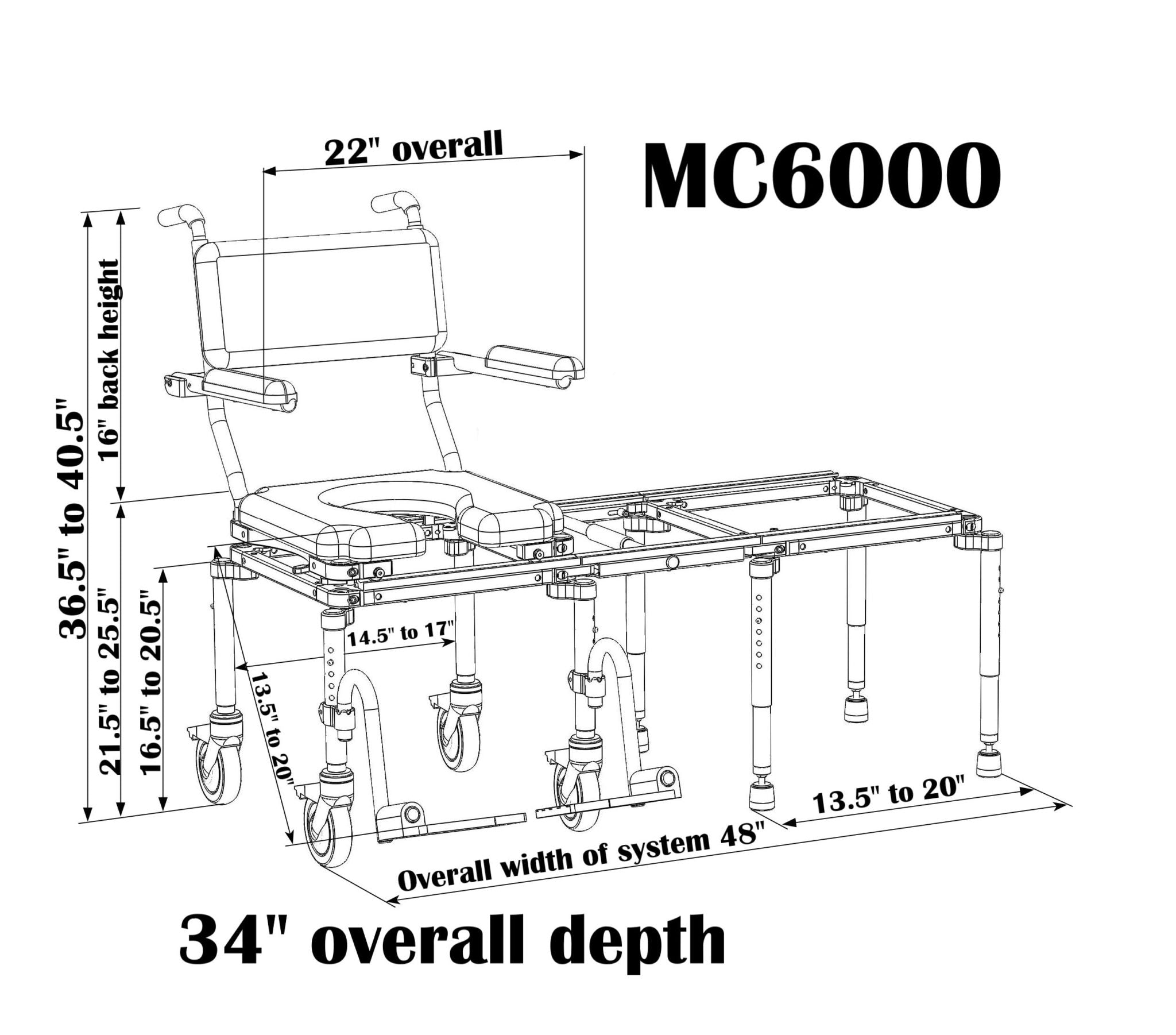Nuprodx MC6000 Multi Chair Commode And Tub Access Slider System