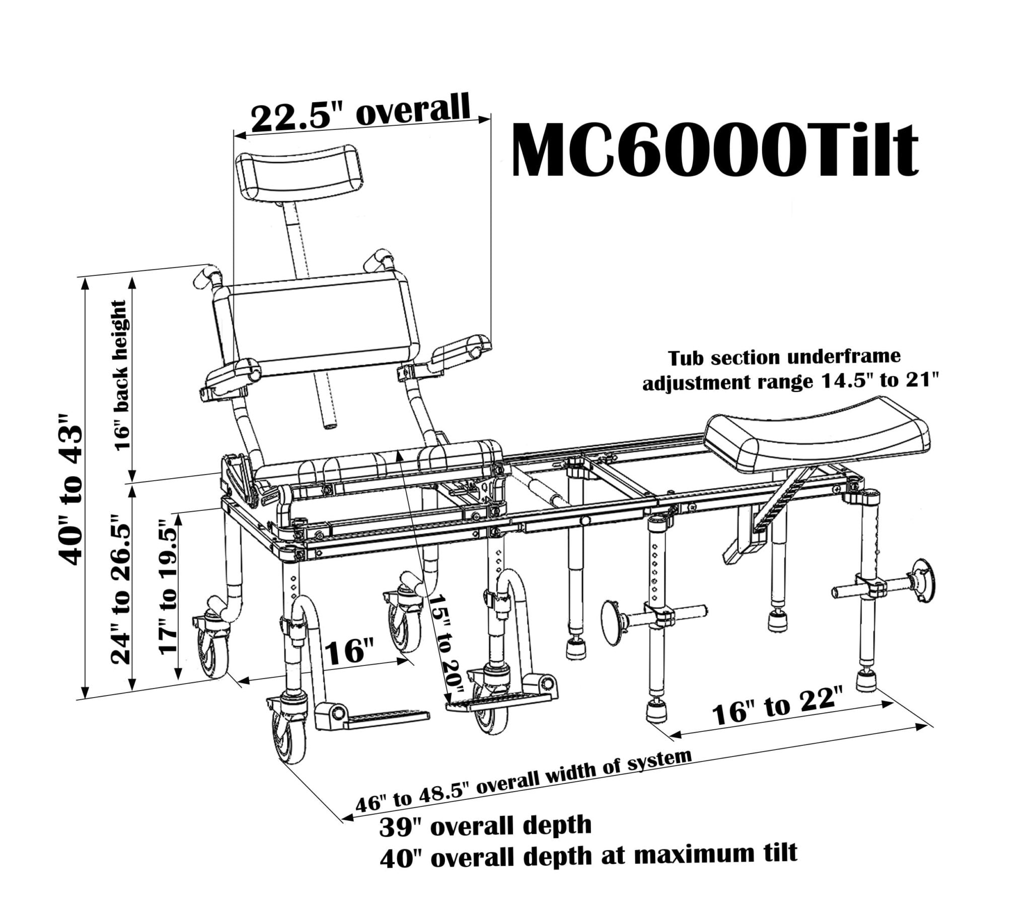 Nuprodx MC6000Tilt Commode Tub Access Slider Tilt System