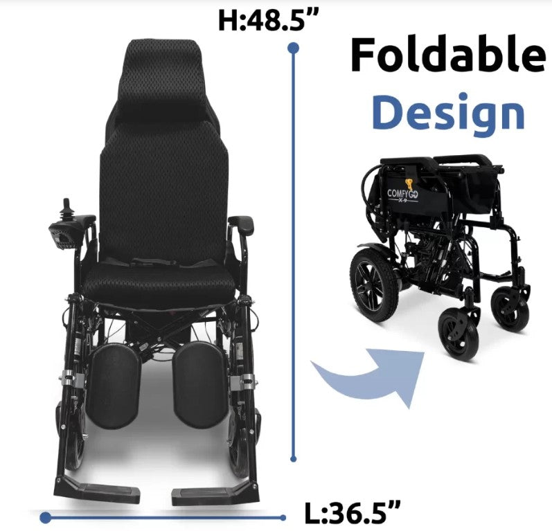 Comfygo X-9 Remote Controlled Electric Wheelchair with Automatic Recline