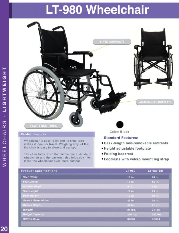 Karman LT-980 Ultra Lightweight Wheelchair