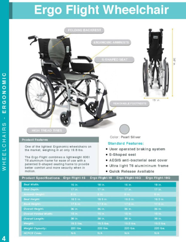 Karman Ergo Flight UltraLight Wheelchair