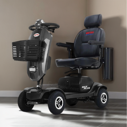A black mobility scooter 