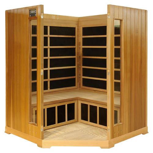 4 Person Corner FAR Infrared Sauna - Hemlock