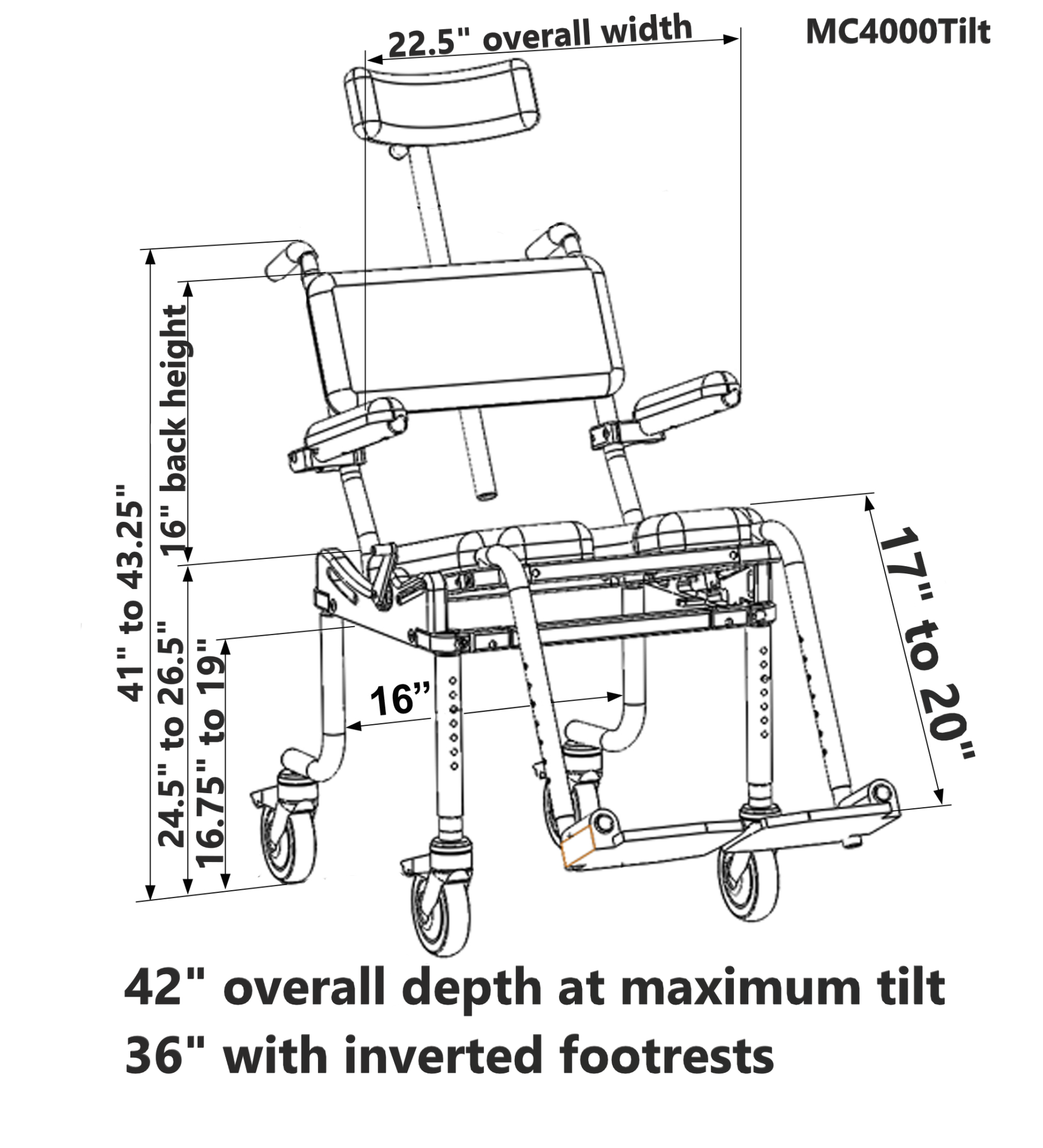 Nuprodx MC4000Tilt Portable TiltinSpace Shower Chair — Endurewellnessusa