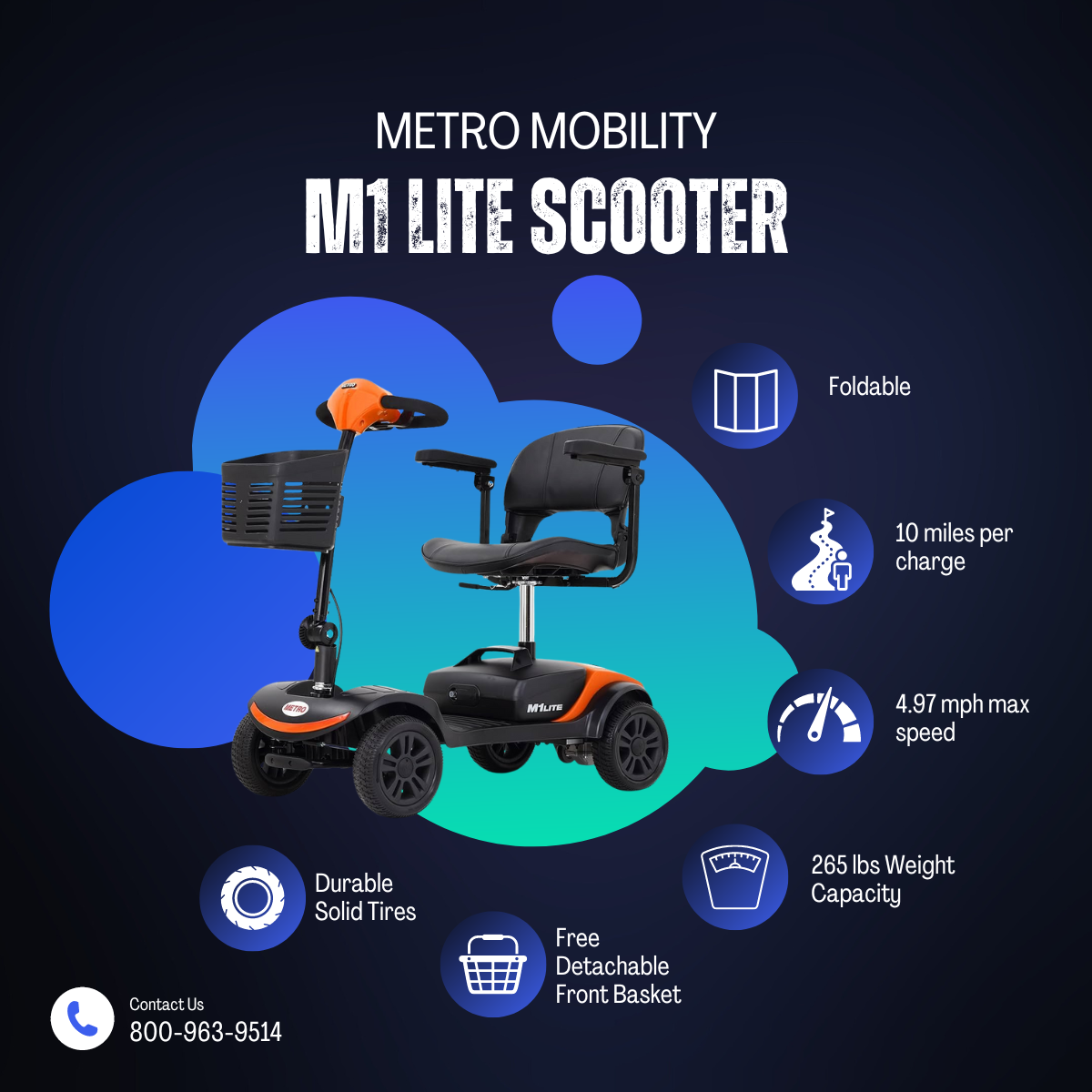 Metro Mobility M1 Lite | Affordable Mobility Scooter | 4-Wheel Scooter