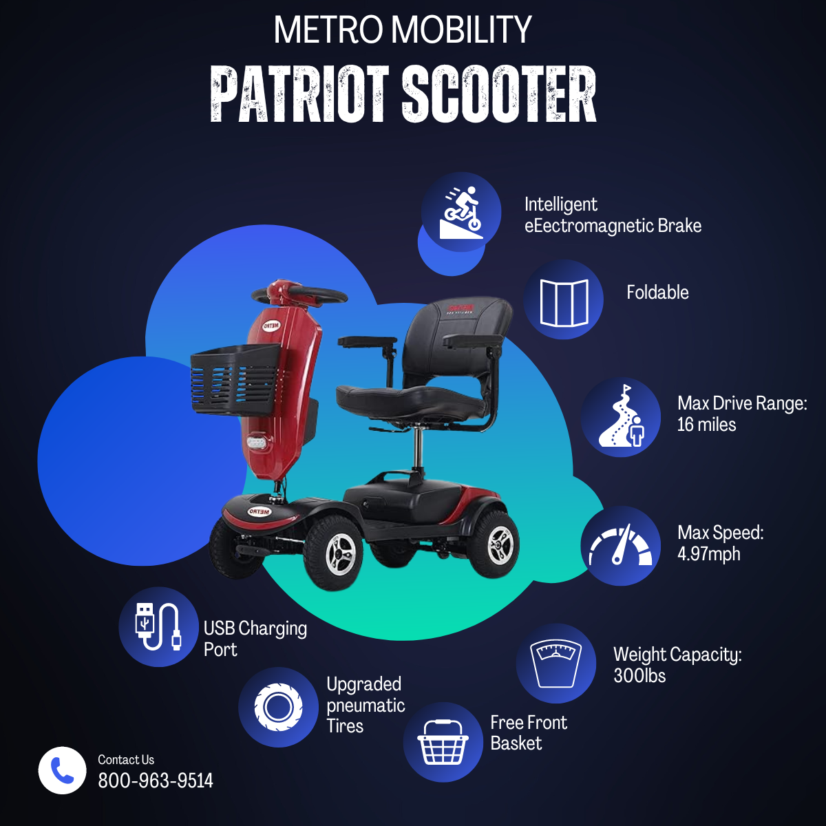 Metro Mobility Patriot 4-Wheel Mobility Scooter