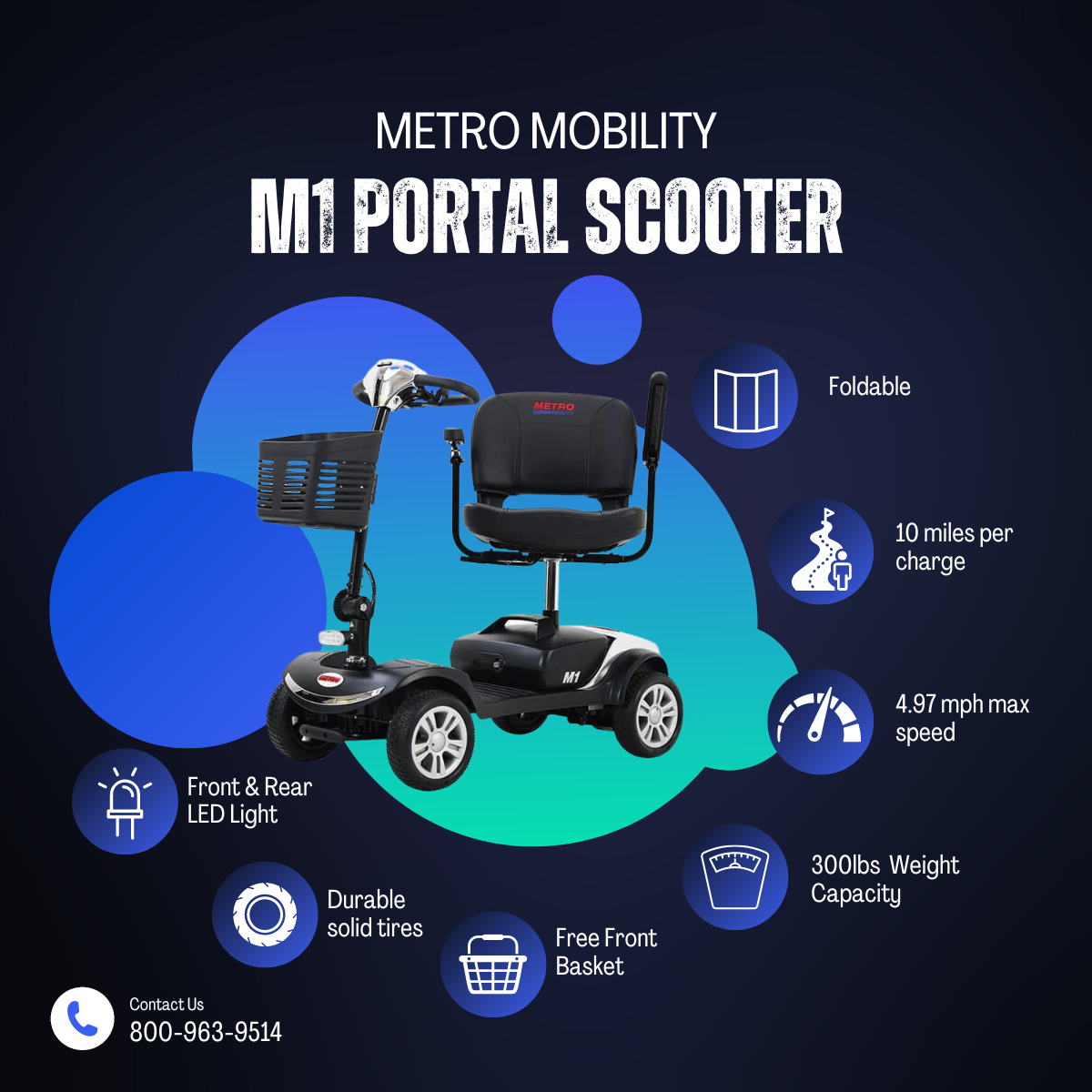 Metro Mobility M1 Portal | 4-Wheel Mobility Scooter | Lightweight Scooter