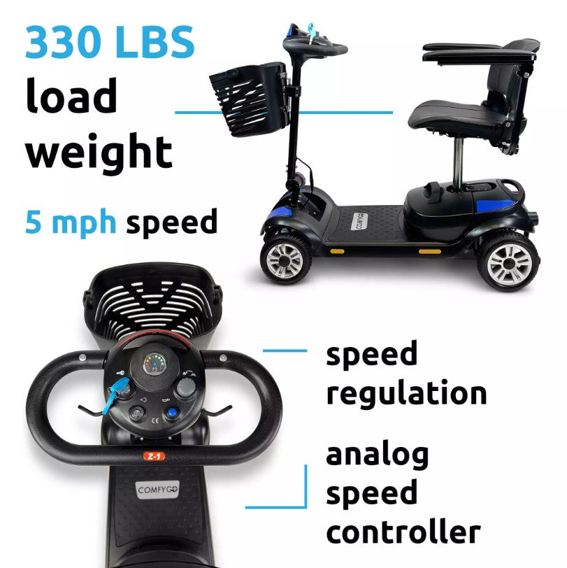 Comfygo Z-4 Electric Powered Mobility Scooter with a Lightweight & 5 Part Detachable Frame